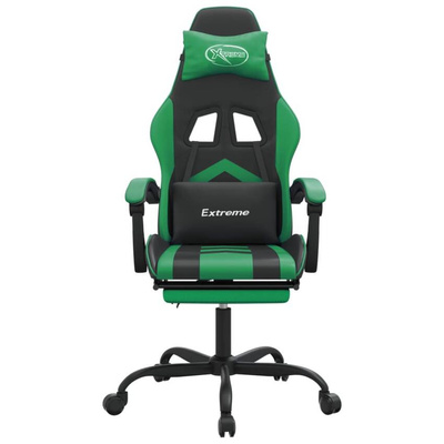 vidaXL Obrotowy fotel gamingowy z podnóżkiem, czarno-zielony model standard