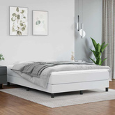 Materac kieszeniowy, średnia twardość, biały, 140x190x20 cm, sztuczna skóra