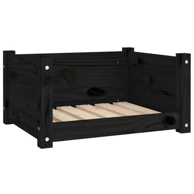 Legowisko dla psa, czarne, 55,5x45,5x28 cm, lite drewno sosnowe vidaXL