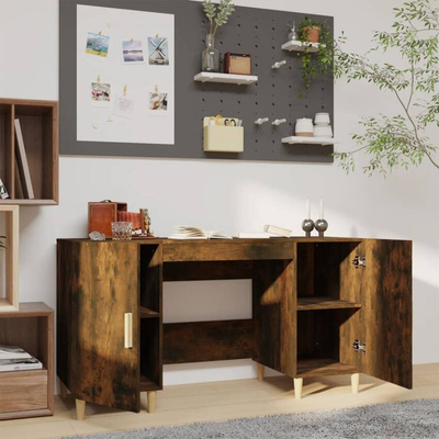 vidaXL Biurko, przydymiony dąb, 140x50x75 cm, materiał drewnopochodny model standard