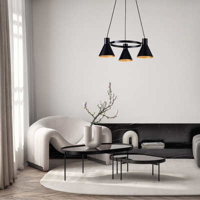 Lampa wisząca More czarno-złota metalowa 3xE27 do salonu i jadalni
