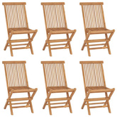 vidaXL Składane krzesła ogrodowe, 6 szt., lite drewno tekowe