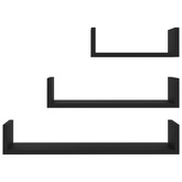 Półki ścienne, 3 szt., czarne, materiał drewnopochodny