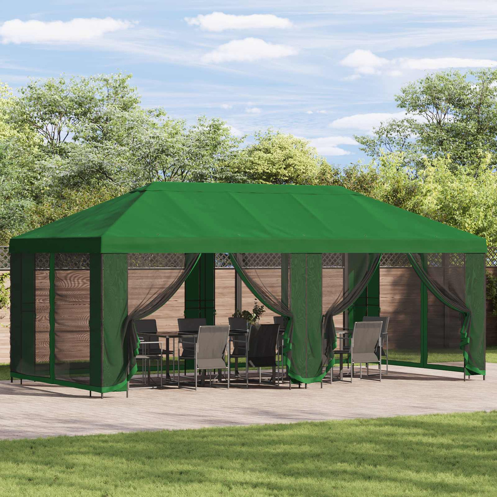 Altana z bokami 6 x 3 m zielony Poliester i Stal 190
