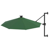 Parasol ogrodowy z LED, ścienny, 300 cm, zielony