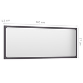 vidaXL Lustro łazienkowe, wysoki połysk, szare, 100x1,5x37 cm, płyta