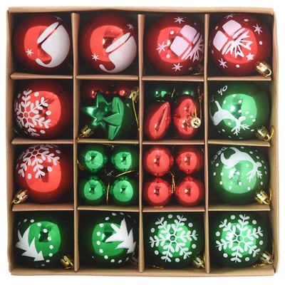 Zestaw Bombek Choinkowych 40 pcs Czerwony i zielony