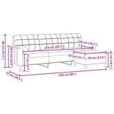 3-osobowa sofa z podnóżkiem, żółta, 210 cm, obita aksamitem
