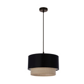 Sferia Lampa Wisząca Czarny 1X60 E27 Abażur Czarny+Beżowy