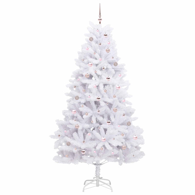 Sztuczna choinka z zawiasami z podstawą Biały 240 cm PVC i stal