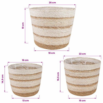 Kosze na rośliny z trawy morskiej 3 pcs