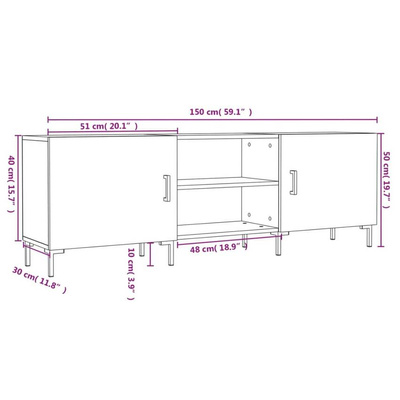 vidaXL Szafka pod TV, szarość betonu, 150x30x50 cm model standard