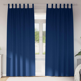 Firany blackout z kółkami 2 pcs Ciemnoniebieski 260 x 140 cm