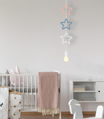 Single Sss Lampa Wisząca 1X20W E27 Iq Kids Biały+Niebieski+Różowy
