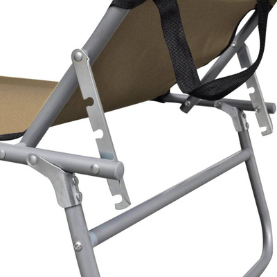 vidaXL Składany leżak z zadaszeniem, taupe, aluminium