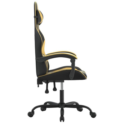 vidaXL Obrotowy fotel gamingowy, czarno-złoty, sztuczna skóra model standard
