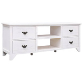 vidaXL Szafka pod TV, antyczna biel, 108x30x40 cm, drewno paulownia