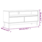 Szafka pod TV FLAM, 110x40x50 cm, lite drewno sosnowe vidaXL