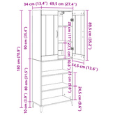 Highboard Czarny Dąb 69,5 x 34 x 180 cm Drewno inżynieryjne