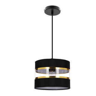 Lampa wisząca z abażurem Pandy czarna abażur czarno-złoty do jadalni