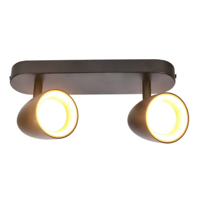 Podwójna punktowa oprawa sufitowa typu spot OVO 2 Black Gold, listwa, IP20, 2xGU10, czarna, pierścień złoty EDO777239 EDO Solutions