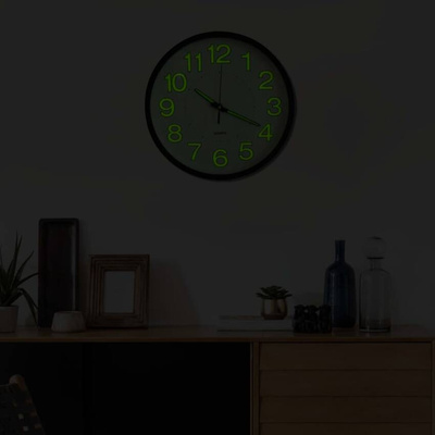vidaXL Fluorescencyjny zegar ścienny, czarny, 30 cm