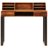 vidaXL Biurko, 110x55x94 cm, lite drewno sheesham i stal