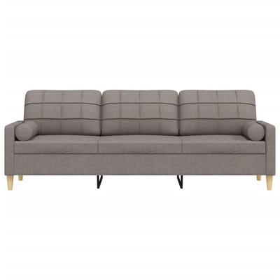 3-osobowa sofa z poduszkami, taupe, 210 cm, obita tkaniną