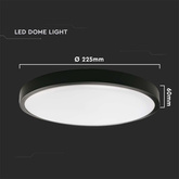 18W Plafon LED z mikrofalowym czujnikiem ruchu / Średnica: 225mm / Barwa:4000K / Klosz: Okrągły mleczny czarna ramka / IP44