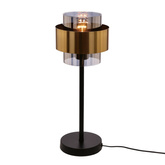 Spiega lampa czarny mosiężny e27 klosz dymiony