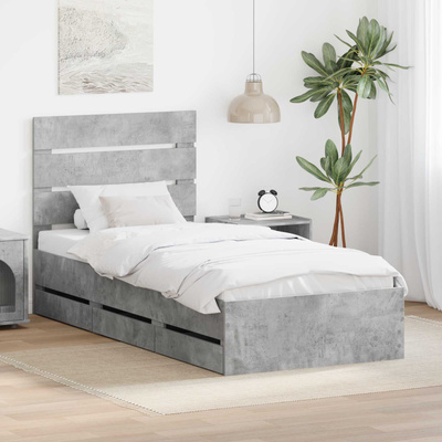 Ramka łóżka Betonowy szary 75 x 190 cm Drewno inżynieryjne