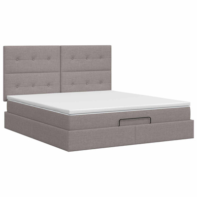 Łóżko ottoman z materacem Ciemnoszary 140 x 190 cm tkanina