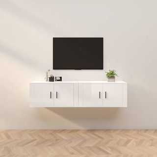 vidaXL Wiszące szafki telewizyjne, 2 szt, białe, połysk, 80x34,5x40 cm