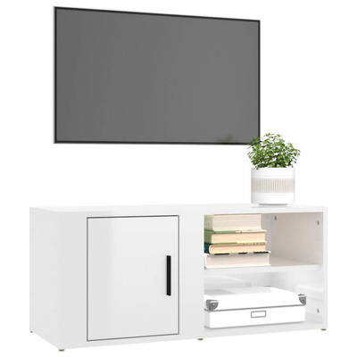 vidaXL Szafka pod TV, wysoki połysk, biała, 80x31,5x36 cm