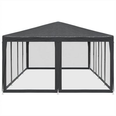 Namiot imprezowy z 12 ścianami z siatki, antracyt, 8x4 m, HDPE