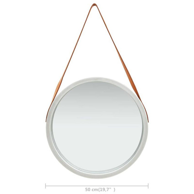 vidaXL Lustro ścienne na pasku, 50 cm, srebrne