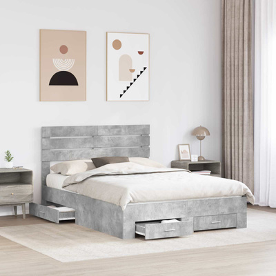 Ramka łóżka Betonowy szary 140 x 190 cm Drewno inżynieryjne