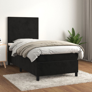 vidaXL Łóżko kontynentalne z materacem, czarne, aksamit 80x200 cm wariant 11