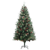 vidaXL Choinka z szyszkami, zielona, 225 cm, PVC i PE