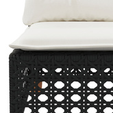Sofa ogrodowa z poduszkami, 3-osobowa, czarna, polirattan
