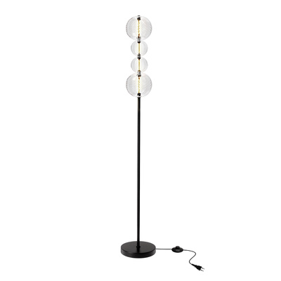 Lampa podłogowa Playa szklana transparentna czarna LED 15W 3000K z kloszami kula