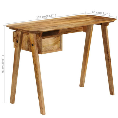 vidaXL Biurko, 110 x 50 x 76 cm, lite drewno mango