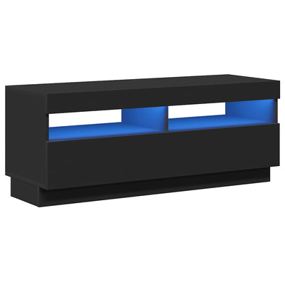Szafka pod TV z oświetleniem LED, czarna, 100x35x40 cm