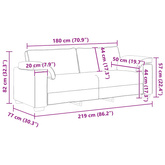 Sofa 3-osobowa, różowa, 220x77x82 cm, aksamit