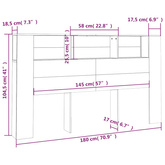 Wezgłowie łóżka z półkami, białe, 180x18,5x104,5 cm