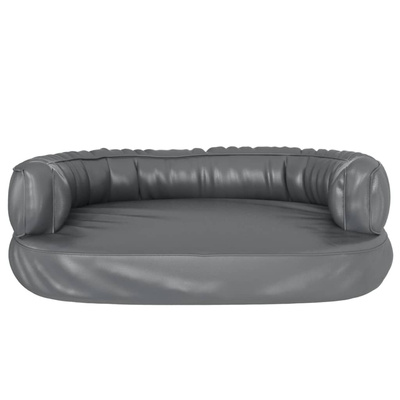 vidaXL Ergonomiczne legowisko dla psa, szare, 60x42 cm, sztuczna skóra