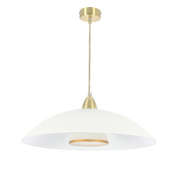 DUETTO lampa wisząca satynowy złoty 1x40W E27 klosz biały+biały z paskiem złotym