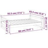 Legowisko dla psa, czarne, 95,5x65,5x28 cm, lite drewno sosnowe vidaXL