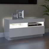 vidaXL Szafka pod TV z oświetleniem LED, biała z połyskiem, 80x35x40cm