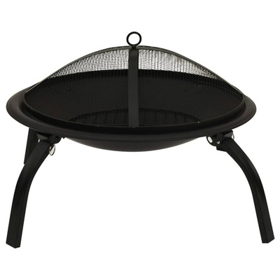 vidaXL Palenisko i grill 2-w-1, z pogrzebaczem, 56x56x49 cm, stal